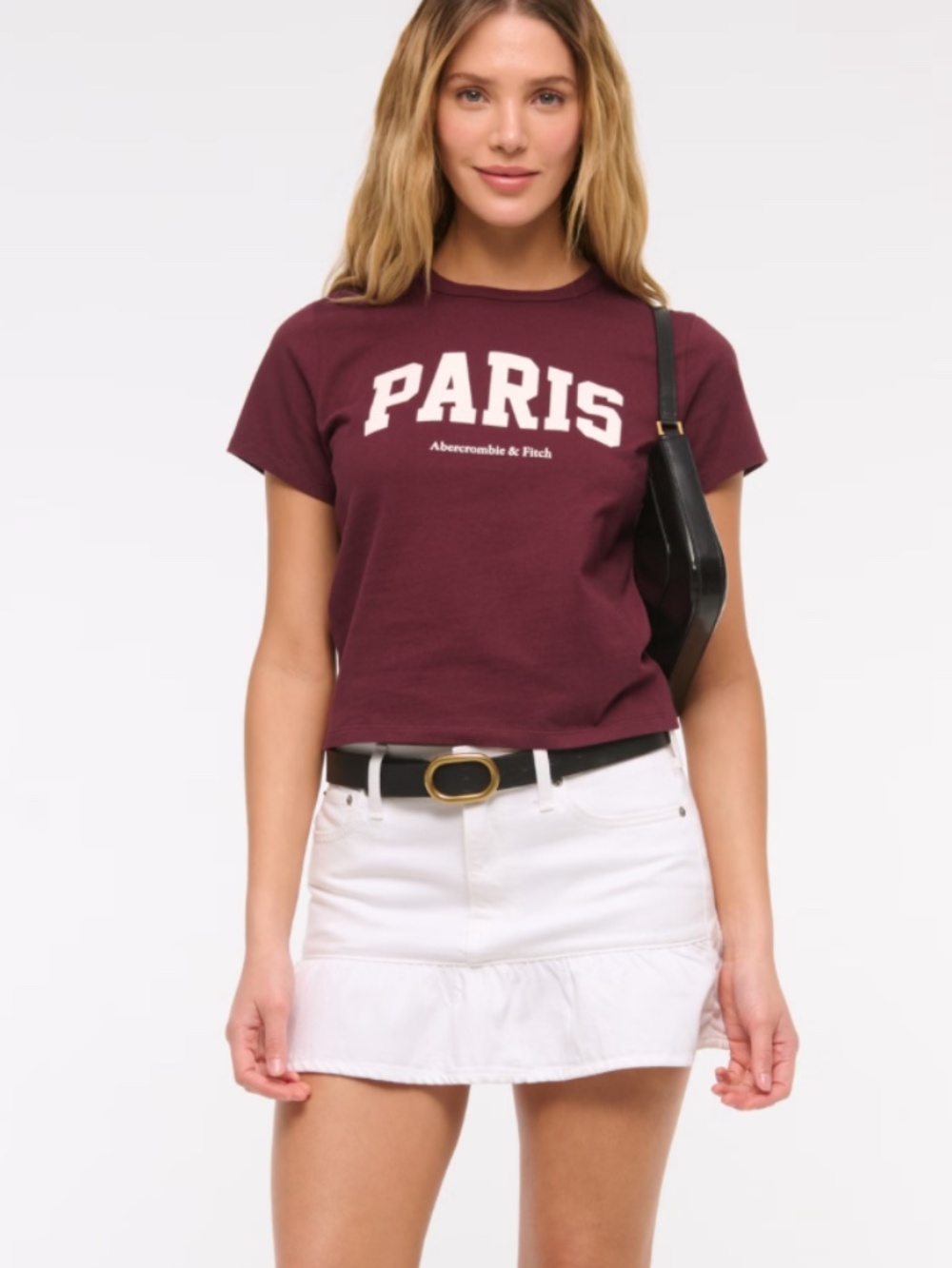 Abercrombie & Fitch White Ruffle Hem Denim Mini Skirt NWT